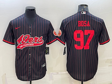 Men's San Francisco 49ers #97 Nick Bosa Black Cool Base Stitched Baseball Jersey